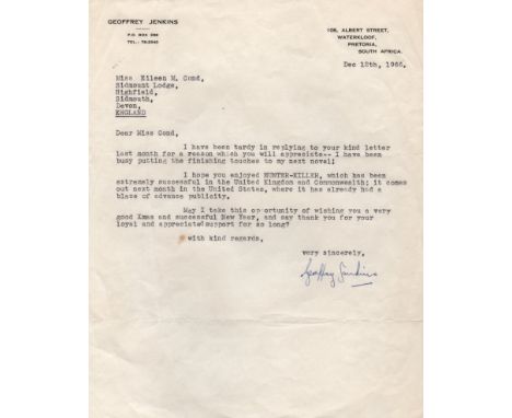 [JAMES BOND]: JENKINS GEOFFREY (1920-2001) South African Novelist, Screenwriter & Journalist. Jenkins was commissioned to wri