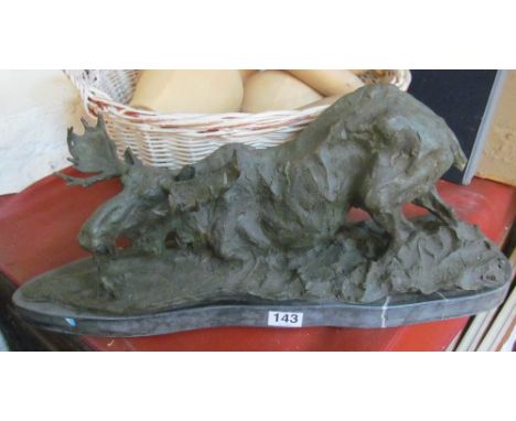 A modern abstract bronze Moose on marble base