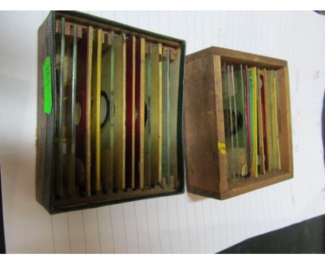 Two boxes of Victorian microscope slides