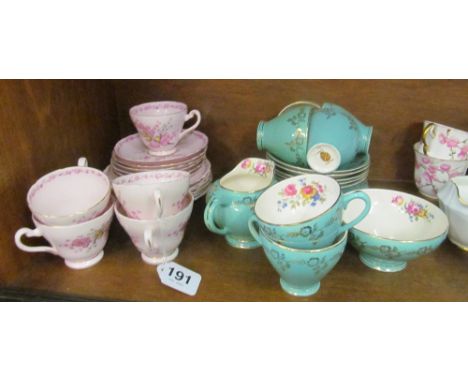 An Adderley part teaset, Tuscan part teaset and Empire part teaset