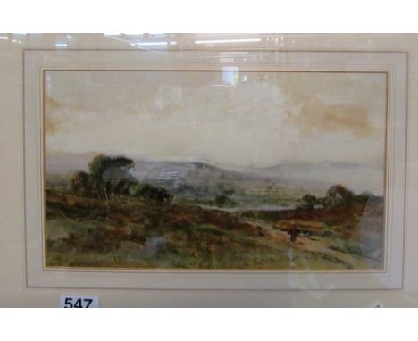 W. Ashton - a Victorian watercolour figure walking down country lane, R. MacAuley - Victorian watercolour river landscape and