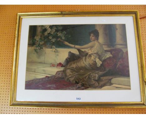 A large Edwardian print lady playing a mandolin