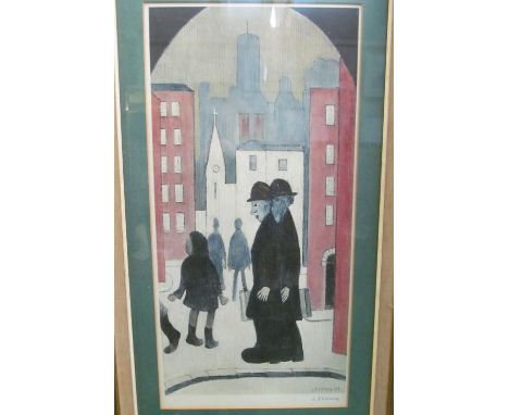 Laurence Stephen Lowry RBA RA (1887 - 1976) signed print 'Two Brothers' FATG blindstamp 757/850 63cm x 31.5cm (this lot quali