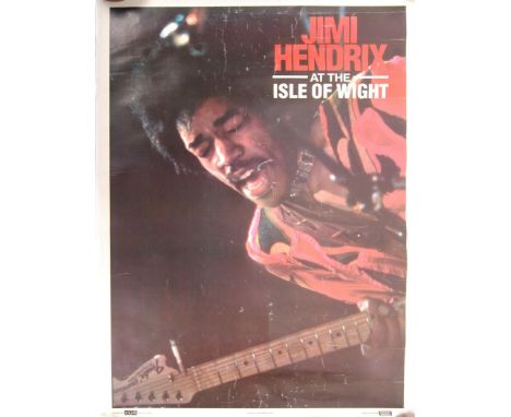 A vintage music interest late 20th century Jimi Hendrix at the Isle of Wight poster by a Bigger Splash Manchester to coincide