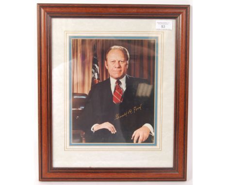 Gerald R. Ford; 38th President Of The United States Of America 1974 , signed and framed colour three quarter length publicity