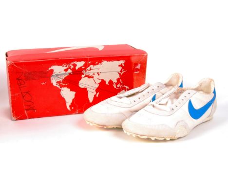A pair of vintage 1980's Nike running trainers, within the original box, autographed by 1980's Olympic runner Steve Cram - ' 