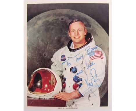 Neil Armstrong ; an incredible vintage 8x10" full colour official NASA photograph depicting Neil Armstrong in full astronaut 