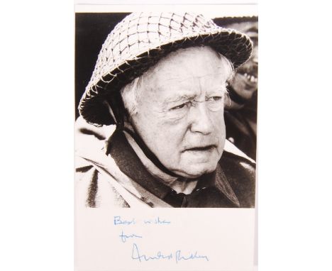 Arnold Ridley (1896 - 1984) writer and actor. Charming signed black and white publicity photograph of Ridley in character as 