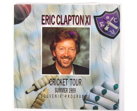 An original 1989 ' Cricket Tour Programme ' from the ' Eric Clapton XI ' at the Country Ground, Bristol. The programme signed