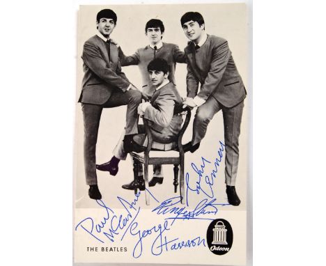 A rare original vintage 1960's ' The Beatles ' German issue promotional postcard. Depicting a photograph of the band, with fa