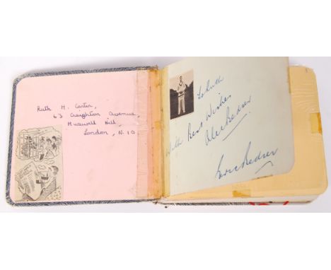 A charming collection of vintage Cricket related autographs. All within a mid-century autograph album. To include cricketers;