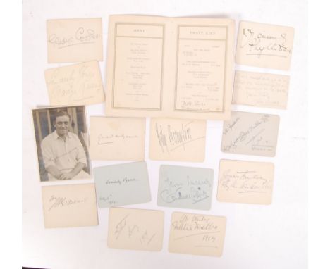 A collection of assorted Victorian / Edwardian stars of stage, screen and sporting autographs. To include; Wally Hammond (sig