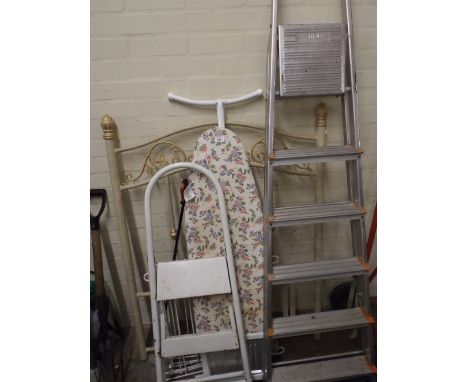 A Single Metal Headboard Step Ladder Ironing Board Etc. 