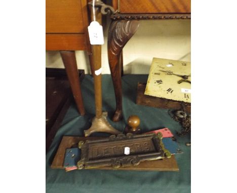 Two Painted Copper Door Plates, Copper and Brass Letter Openers and A Stand Etc.