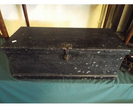 A Painted Pine Tool Box and Contents. 