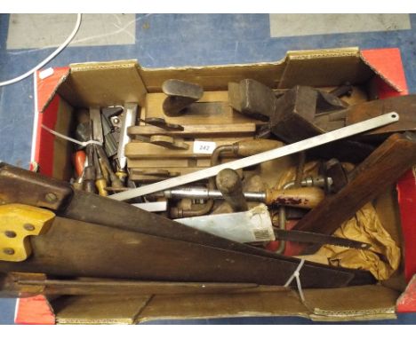 A Collection of Various Woodworking Tools to Include Chisels Planes Saws Etc. 
