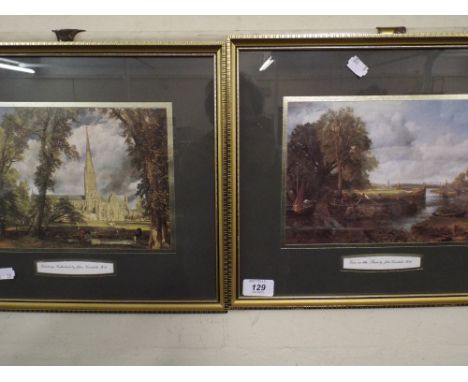 Two Framed Prints Sailsbury Cathedral and View of the Stower by John Constable.
