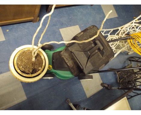 Two Ceramic Planters and An Electric Lawn Mower.