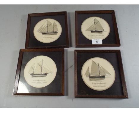 A Set of Four Small Framed Prints Depicting Sailing Trawlers Etc. 