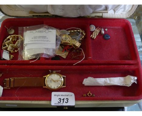 A Kered manual wind wristwatch, together with, various costume jewellery items, to a beige jewellery case (Qty)