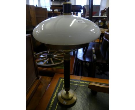 An Italian electric table lamp, with opaque glass mushroom shaped shade (sold electrically untested)