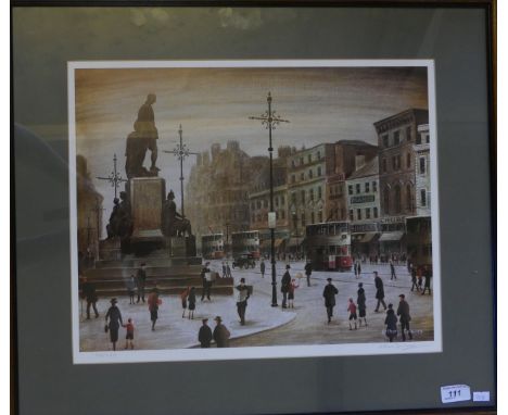 Arthur Delaney - 'Piccadilly, Manchester', signed coloured print, framed and glazed. 