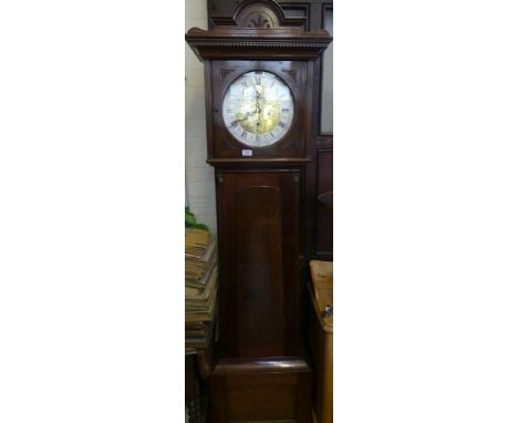 T S Kennedy Kilmarnock, a 19th Century mahogany longcase clock, the hood with arched pediment pillared side supports over a b