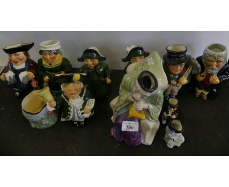 A collection of various character jugs to include Roy Kirkham, Melba ware and others.