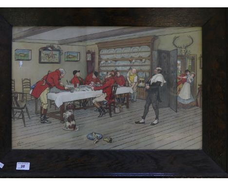 A print depicting a hunting breakfast scene.