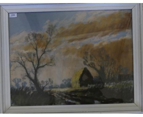 Percy R Hipkiss RBSA BWS (British, 1912 - 1995) - 'Evening Sky'pastel, signed, inset within painted frame, 47x62cm