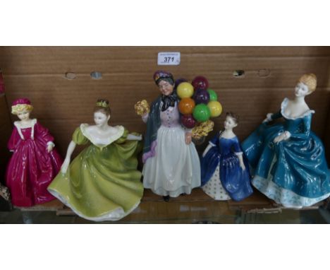 A mixed lot of Royal Doulton and Royal Worcester figurines to include 'Debbie', 'Lyn', 'Grandmothers Dress', 'Biddy Penny Far