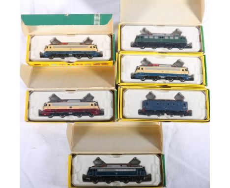 Six Minitrix electric N Gauge model railways electric locomotives, boxed