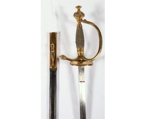 Prussian infantry officers sword having narrow fullered straight blade the ricasso marked Steiner and Keller coln, wire bound