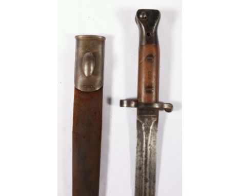 British sword bayonet pattern 1888 MKII having medal ribbed blade with ricasso marked Wilkinson London 12 02 (December 1902) 