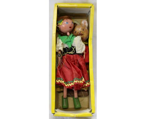 Pelham puppets Rupert the Bear boxed and a Spanish Flamenco dancer unboxed