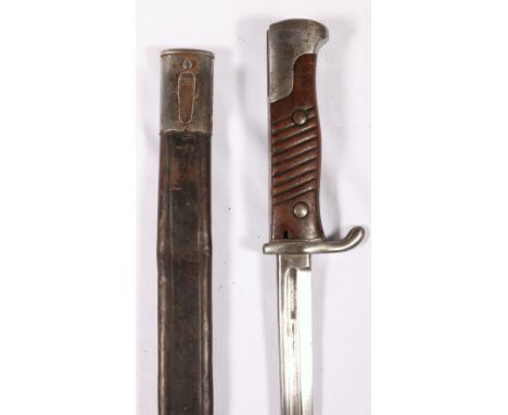 German Mauser bayonet S98 Seitengewehr 98, having narrow fullered blade, the ricasso stamped P.D. Luneshloss Solingen, crossg