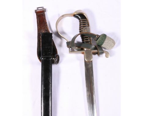 German Third Reich army officers sword having fullered blade with ricasso marked for makers Carl Eickhorn, scroll quillion an