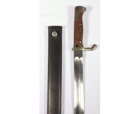 German Mauser Bayonet S98 Seitengewehr 98 having fullered blade, the ricasso stamped Weversberg Kirschbaum & CIE Solingen, sc