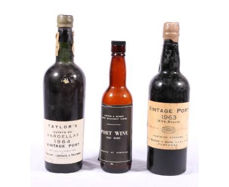 BORGES & IRMAO 1963 vintage port 75cl, TAYLOR'S Quinta de Vargellas 1964 vintage port bottled in 1966 and a Carlisle & Distri