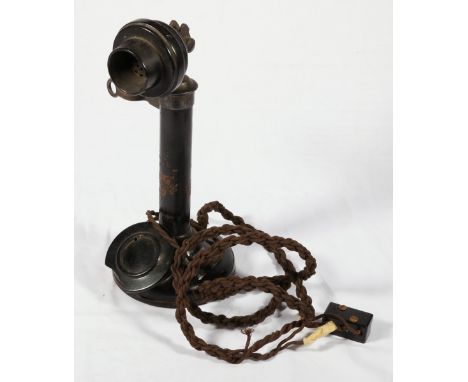 Early 20th century black bakelite candlestick telephone