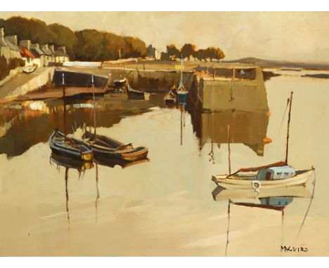 Cecil Maguire RHA RUA (b.1930) BY THE DAWN'S EARLY LIGHT, ROUNDSTONE, CONNEMARA oil on board signed lower right; signed and t