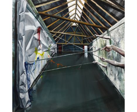 David O'Kane (b.1985) AUTOMATON oil on canvas signed and titled on reverse 64 by 64in. (162.6 by 162.6cm) Born in Lifford, Co