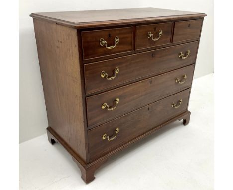 19th century mahogany chest, three short and three long graduating cockbeaded drawers, bracket supportsDimensions: Height:&nb