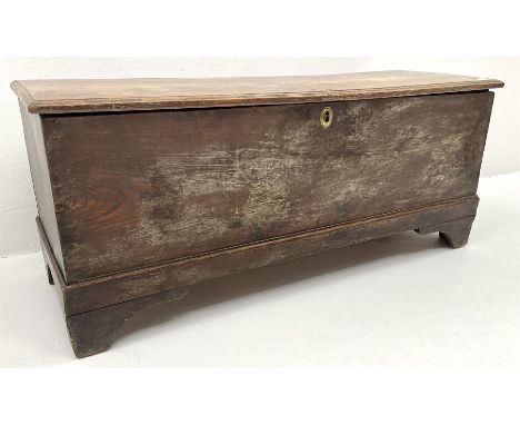 18th century elm chest, moulded rectangular hinged lid over plain front, on shaped bracket feetDimensions: Height:&nbsp;41cm&