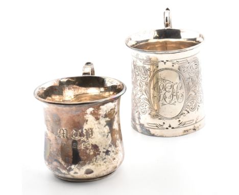 Two hallmarked silver christening cups. The lot to include an early 20th century hallmarked silver christening cup. The Edwar