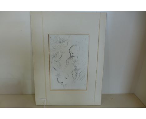 A sketch of infants with inscription verso of mount, Augustus John sketch - 23x15cm