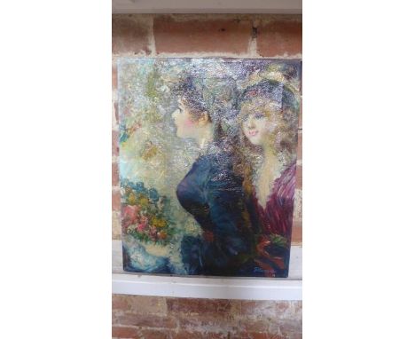 John Strevens 1902-1990 British, portrait of two girls dated 89 - 51cm x 41cm - unframed 