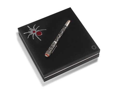 MONTBLANC: A HERITAGE ROUGE ET NOIR SPIDER METAMORPHOSIS LIMITED EDITION 1906 ROLLERBALL PENBarrel of sterling silver, applie