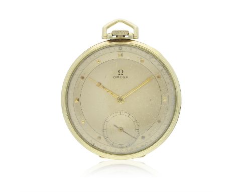 OMEGA: POCKET WATCH, 18K YELLOW GOLDA Fine 18k yellow gold pocket watch with subsidiary seconds Year : C.1920  Dial : Gold wi