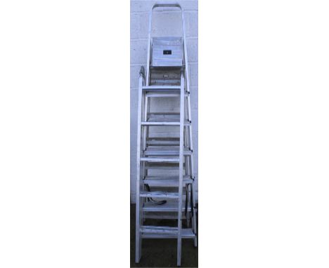 Three aluminium step ladders. Including two Abru examples